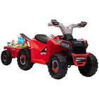 Aosom 6V Kids Electric Ride-On ATV with Trailer - Red-Back trailer for storing toys 