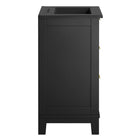 Modway Dixie 24" Solid Wood Bathroom Vanity Cabinet - Black-Full-Extension Drawers