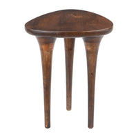 Zuo Spiker Side Table - Walnut-Mango Wood triangular shape tabletop