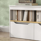 Qaba Kids Bookshelf with 2 Drawers - White-Colour: White
