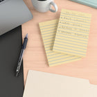 Staples Stickies Recycled Self-Stick Notes - 4" x 6" - Ruled - 5 Pack-Lined yellow notes