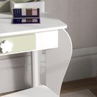 Qaba Kids Vanity Set with Mirror & Stool - Flower-Design - White-Clear and visible mirrors are made of acrylic 

