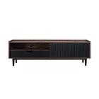 Manhattan Comfort Duane 59.25" Mid-Century Modern TV Stand - Dark Brown and Black-Freestanding Mid-Century Modern TV Stand for Living Room and Bedroom use