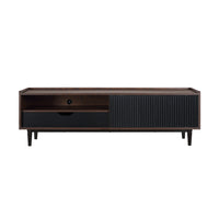 Manhattan Comfort Duane 59.25" Mid-Century Modern TV Stand - Dark Brown and Black-Freestanding Mid-Century Modern TV Stand for Living Room and Bedroom use