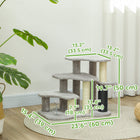 PawHut 20" 3-Step Stair Cat Tree Tower with Tickling Post - Light Grey-Tickling post and 2 toy balls for playful engagement 