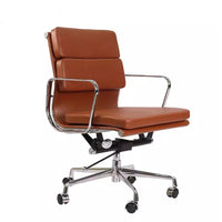 Plata Import Alark Office Chair Pu Leather Upholstery Low Back Metal Frame - Tan-PU leather upholstery and metal gold frame in Tan