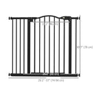PawHut 29" -37" Pet Gate with Door Pressure Fit Dog Gate for Stairs - Black-Adjustable width between 29.1"–31.5" (74–80 cm), 34.3"–37" (87–94 cm), fits different doorways and frames