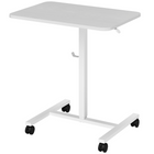 HOMCOM 28" Pneumatic Height Adjustable Standing Desk with Wheels - White Wood Grain-Gas lift smoothly adjusts rising desk between 29.5"-45.3"