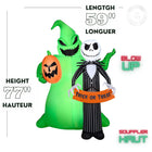 GEMMY Airblown Inflatable Halloween Jack Skellington and Oogie Boogie with LEDs - 77" x 59"-For indoor and outdoor use