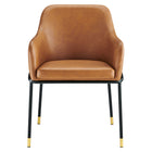 Modway Jovi Vegan Leather Dining Chair - Black/Tan-Chair Weight Capacity: 331 lbs.
