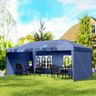 Outsunny 10 ft W x 20 ft L Outdoor Pop Up Canopy Tent with Carrying Bag - Blue-Polyethylene canopy tent top helps block UV rays during sunny outdoor use