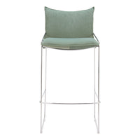 Zuo Pola Barstool - Green-Cozy polyester linen fabric