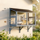 PawHut Catio Outdoor Enclosure for Window, Outdoor Cat House, 39.4" L - Grey-This catio has a solid fir wood frame for stability and longevity
