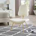 Modway Ponder Performance Velvet Lounge Chair - Ivory-Dense Foam Padding for Comfort