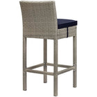 Modway Conduit Outdoor Patio Wicker Rattan Bar Stool - Light Gray Navy - Set of 2-All-Weather Cushion Cover