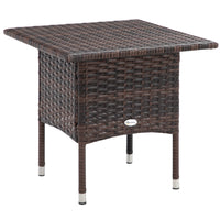 Outsunny 20" Patio Wicker Coffee Table with Plastic Board Underneath the Woven Tabletop - Mixed Brown-Classic design blends seamlessly with your patio, garden, or pool