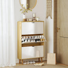 HOMCOM Narrow Shoe Cabinet with 3 Flip Drawers - White-5.9" (15 cm) bottom height also accommodates shoes