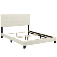 Modway Amira Performance Velvet King Bed - Ivory-Platform Bed Frame With Headboard