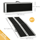 HOMCOM 8' Wheelchair Ramp with Non-Skid Layering - Black-Plastic anti-slip grip surface for great loading safety 