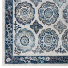 Modway Entourage Odile Distressed Floral Moroccan Trellis Area Rug - 5 ft W x 8 ft L - Ivory/Blue-100% Frise Polypropylene