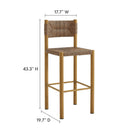 Modway Parkland Outdoor Patio Rattan and Aluminum Bar Stools - Natural - Set of 2-Synthetic Rattan Backrest and Seat