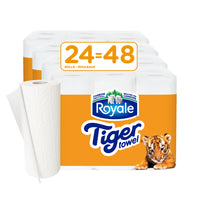 Royale Tiger Strong Paper Towel - 24 Pack-Strong, soft, and absorbent! From food spills and indoor cleanups to rugged jobs, this tiger has what it takes to attack messes - even when wet