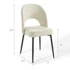 Modway Rouse Upholstered Fabric Dining Side Chair - Black/Beige-Matte Black Stainless Steel Legs