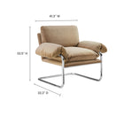 Modway Ansel Performance Velvet Accent Chair - Taupe-Polished Stainless Steel Frame