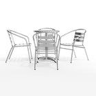 Flash Furniture 23.5" Round Aluminum Indoor-Outdoor Table Set with 4 Slat Back Chairs-Designed for Commercial and Residential Use