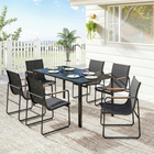 Outsunny 7 Pieces Outdoor Dining Set - Patio Table and Chairs for 6 - Black-Fully foldable design enhances portability and storage convenience