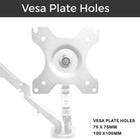 MotionGrey Single Monitor Arm Stand - VESA Desk Mount for Up to 28" Screens - White-Full Motion Adjustability: Tilt, swivel, rotate, and raise or lower your screen to achieve the perfect viewing angle for work or play