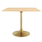 Modway Lippa 36" Square Wood Dining Table   - Gold Natural-Wood Grain Veneer