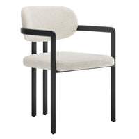 Modway Elio Barrel Fabric and Metal Dining Chair - Black/Cream-Modern Barrel Dining Chair
