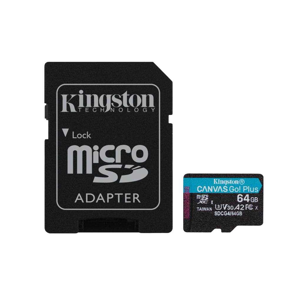 Kingston 64 GB microSDXC Canvas Go Plus Gen4 Card + Adapter