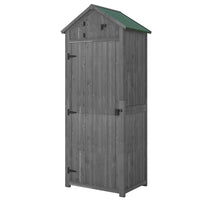 Outsunny Garden Storage Shed - 30" x 21" x 71" - Grey-Constructed of durable wood covered with a double layer of water-resistant paint
