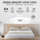 Bell+Howell CannonX Low Profile 14" Ceiling Fan with Lights and Remote - White-Quiet motor runs at under 35 dB on the low setting for restful sleep, reading, and focused work