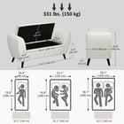 HOMCOM Upholstered Storage Bench with Armrests - Cream White-Rubberwood legs add extra stability and durability