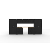  Cat Fully-Welded 8-Piece Garage Storage Cabinetry Set - Black-Welded Steel Construction: Provides maximum strength and eliminates assembly issues, ensuring long-term stability