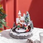 HOMCOM Christmas Village Houses with Rotating Train and LED Lights-12 built-in LED lights to create a romantic atmosphere 