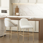 Manhattan Comfort Gracie 22" Modern Leatherette Upholstered Counter Stool - White and Gold - 2 Pack-Frame and Legs Features Choice of Fully Welded Black Steel or Gold Stainless Steel