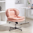 HOMCOM Criss Cross Armless Office Chair - Pink-Breathable leathaire is waterproof and easy to clean for daily use