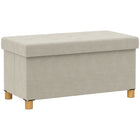 HOMCOM Velvet Upholstered Foldable Ottoman Footrest - Cream White-Chic velvet surface with elegant tufting adds a stylish touch to any room;