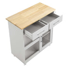 Modway Culinary Kitchen Cart With Towel Bar - Light Grey Natural-9