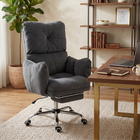 HOMCOM Ergonomic Reclining Office Chair with Snow Flannel Fabric - Dark Grey-Robust metal, five-star base and class-three gas lift for stable built