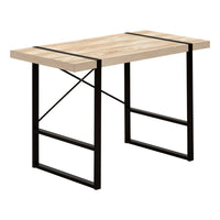 Monarch Specialties 7658 48" Computer Desk - Natural/Black Metal-Industrial-inspired computer desk with a thick-panel desktop in a natural wood-look finish