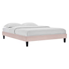 Modway Reign Performance Velvet Twin Platform Bed Frame - Pink-Upholstered Twin Platform Bed Frame