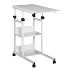 HOMCOM 31" Mobile Standing Desk - White-3-tier design, offer large capacity 