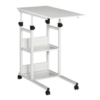HOMCOM 31" Mobile Standing Desk - White-3-tier design, offer large capacity 