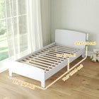 Qaba Bed Frame for Kids - White-Supports up to 176 lbs. (80 kg), suitable for lasting use and shared moments
