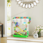 PawHut 18.5" Hamster Cage with Tube System & Exercise Wheel - Green-Included water bottle and food dishes simplify feeding